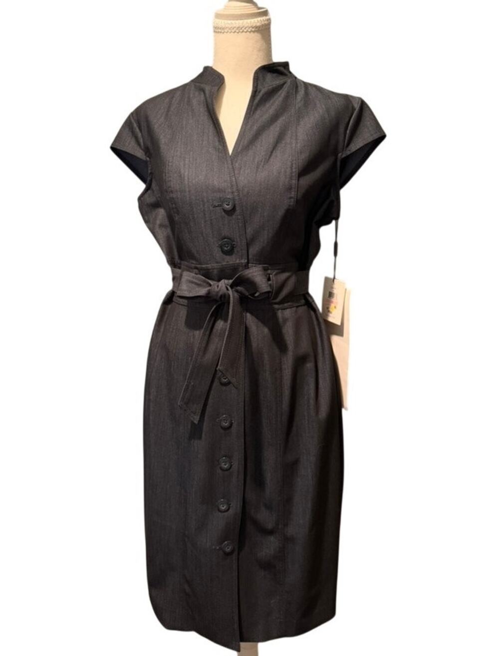NWT Calvin Klein Womens Size 10 Denim Shirt Dress Belted